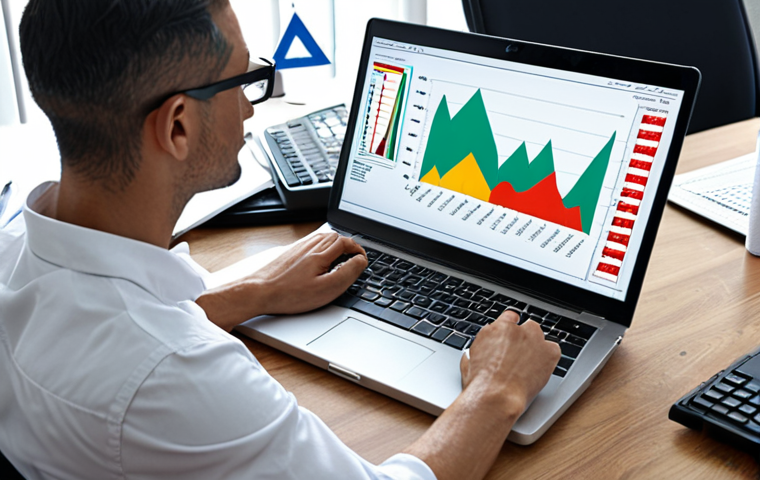 **
A confident professional at a negotiating table, reviewing salary data on a laptop. Focus on conveying a sense of preparation and market awareness, with charts and graphs visible on the screen. The setting is a modern office.
**