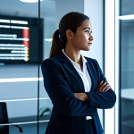 A thoughtful female policy analyst, fully clothed in a modest business suit, standing in a brightly lit, modern office space. She is observing a large, transparent digital screen displaying a complex yet clear data visualization of societal trends and community needs. Her expression conveys empathy and understanding, as if connecting data to real people's lives. Her posture is natural, and her well-formed hands are lightly interacting with the screen. The background subtly features blurred city lights through a window, suggesting real-world impact. High-resolution professional photography, cinematic lighting, accurate reflections, sharp focus. Perfect anatomy, correct proportions, natural body proportions, proper finger count. Fully clothed, appropriate attire, professional dress, safe for work, appropriate content, family-friendly.