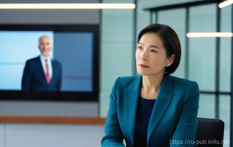 공공정책 전문가를 위한 리더십 개발 - A professional female government leader, in her late 40s, dressed in a sharp, modern business suit, ...