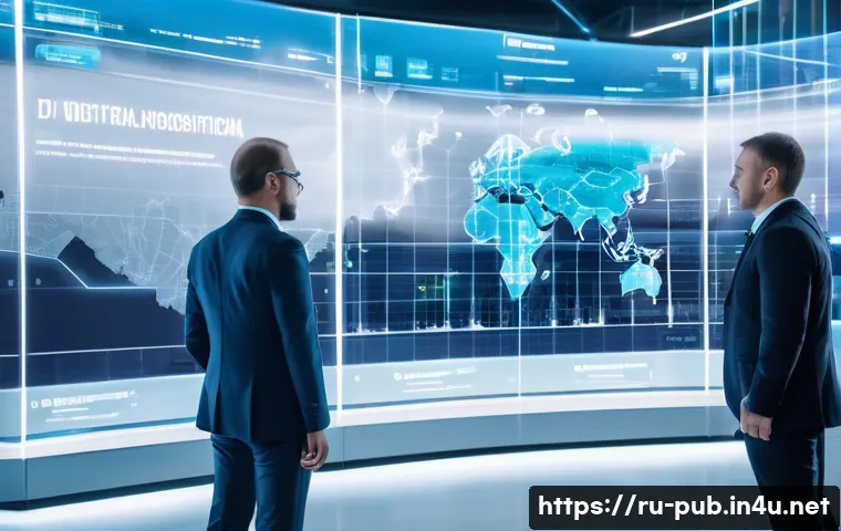 공공정책 관련 최신 서적 추천 - A futuristic government office scene in Russia, featuring diverse officials collaborating around tra...