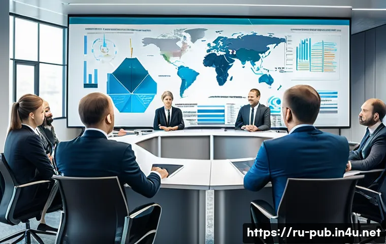 공공정책 전문가 윤리와 책임 - A diverse group of Russian public officials and citizens in a modern government meeting room, engage...