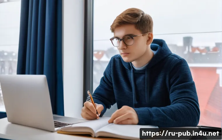 공공정책 전문가 자격증 취득법 - A professional study environment featuring a young Russian adult sitting at a modern desk in a cozy ...