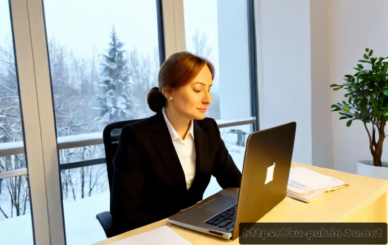 공공정책 전문가의 스트레스 관리 - Photorealistic public policy expert in a modern Moscow office, a middle-aged Russian woman in profes...